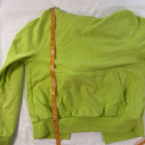 Athleta Moonrise Neon Green Hoodie Sweatshirt Size S Open Back Thick Bright Gym - Picture 9 of 12
